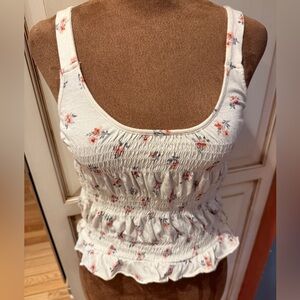 American Eagle Outfitters Floral Smocked Tank Top